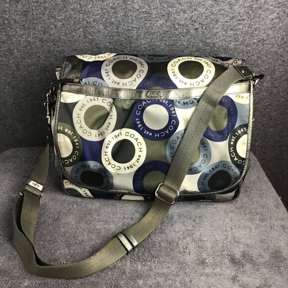 Coach Snaphead Blue Multicolor Diaper Messenger Overnight Carry On Bag - Picture 1 of 7